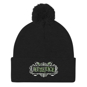 Beetlejuice Logo Pom Pom Knit Beanie