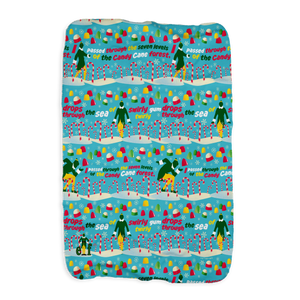 Elf Candy Cane Forest Sherpa Blanket