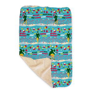 Elf Candy Cane Forest Sherpa Blanket