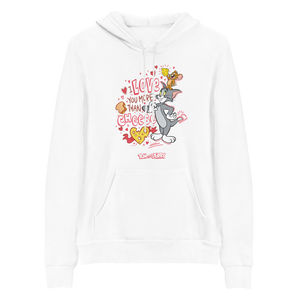 Tom and Jerry Love You More Than Cheese Adult Fleece Hooded Sweatshirt