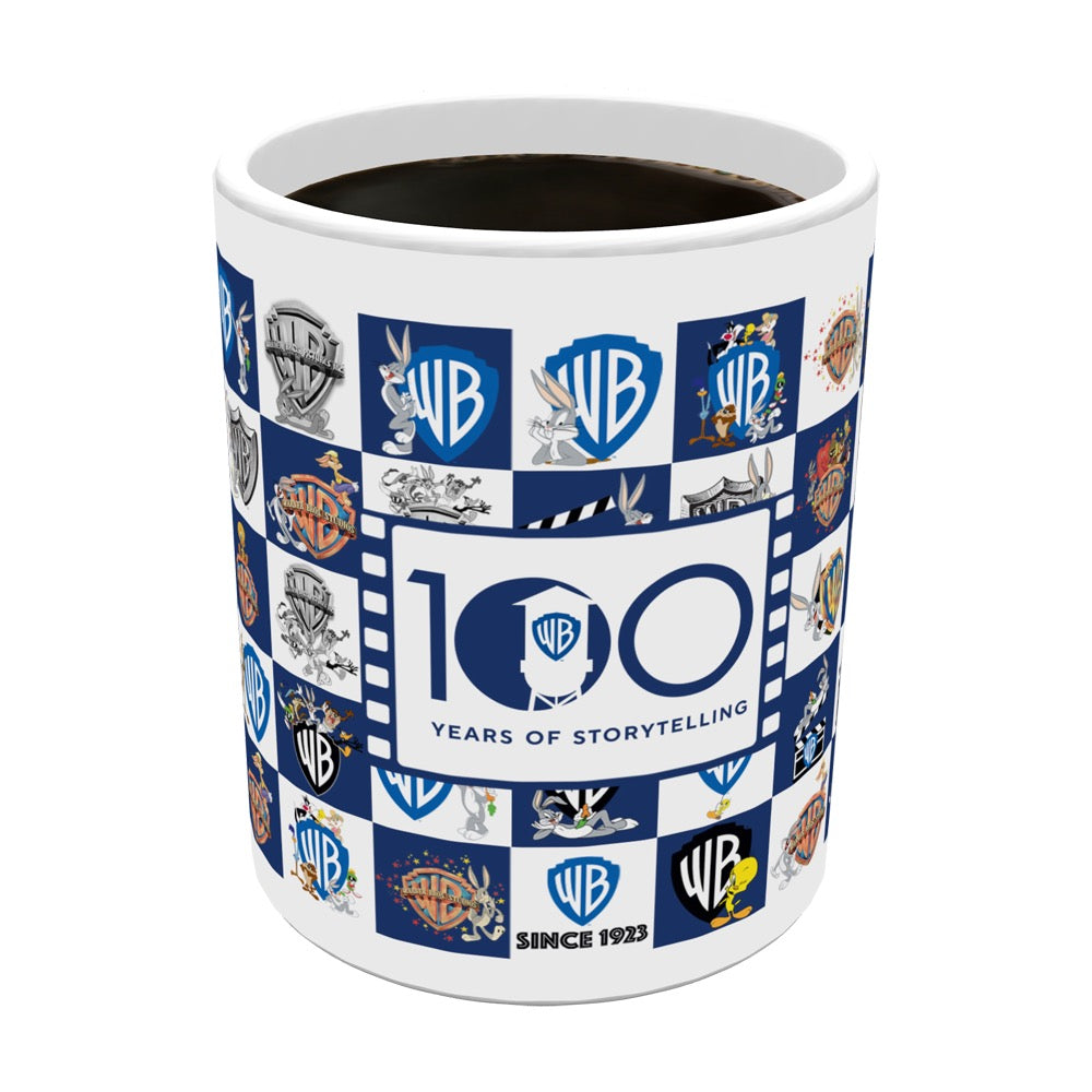 WB 100th Anniversary Looney Tunes and Shield White Ceramic Mug