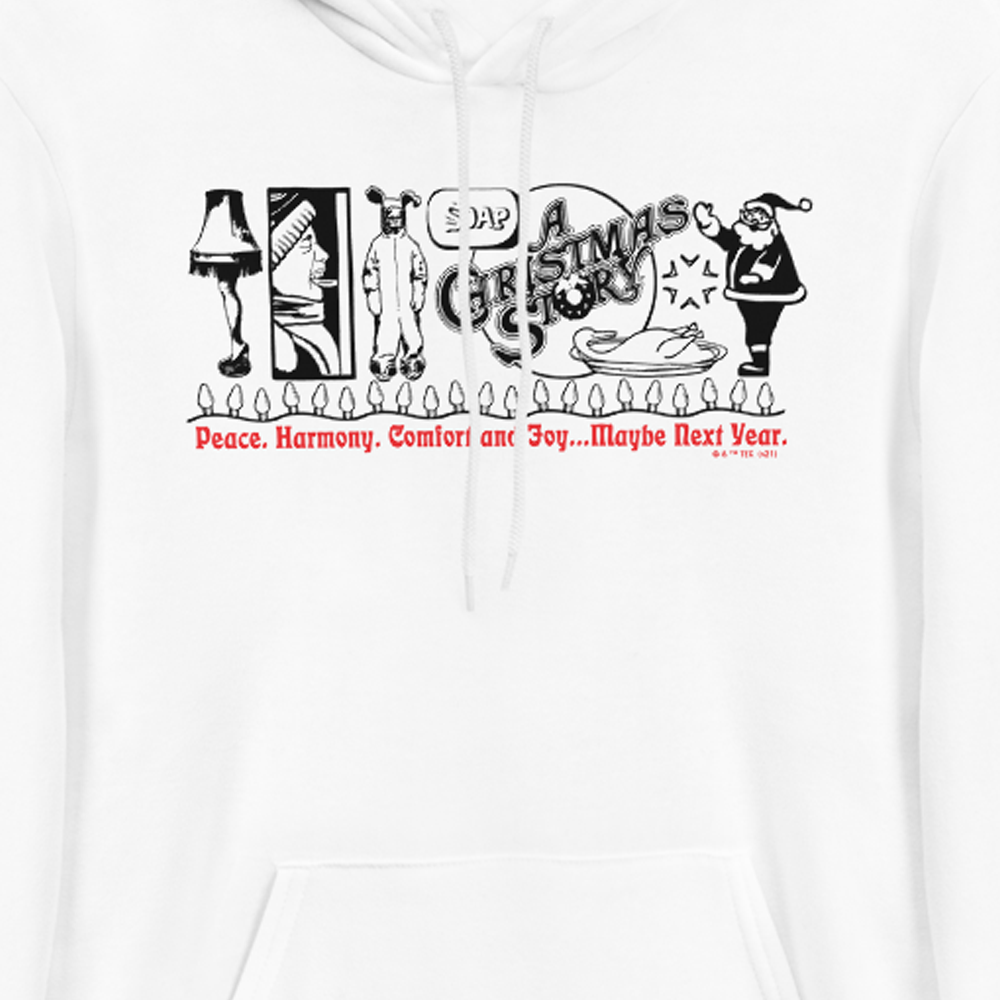 A Christmas Story Peace, Harmony, Comfort, Joy Adult Fleece Hooded Sweatshirt