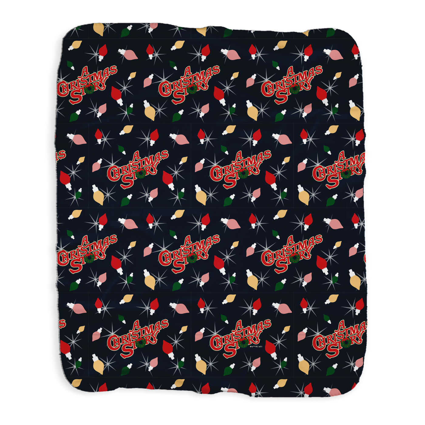 A Christmas Story Lights Sherpa Blanket