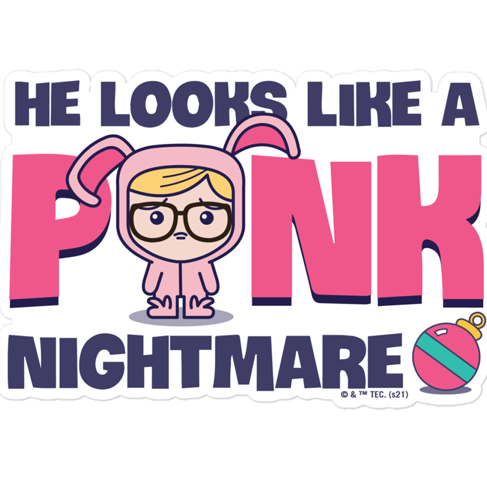 A Christmas Story Pink Nightmare Die Cut Sticker