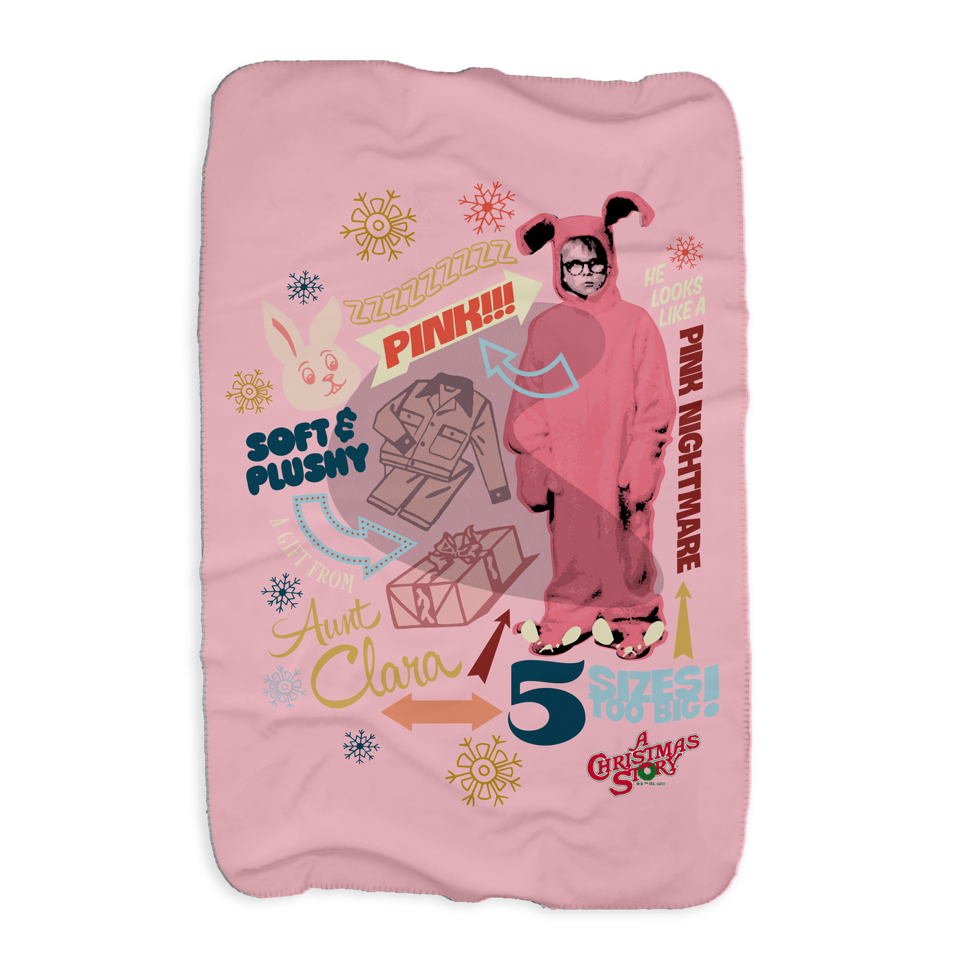 A Christmas Story Pink Nightmare Sherpa Blanket