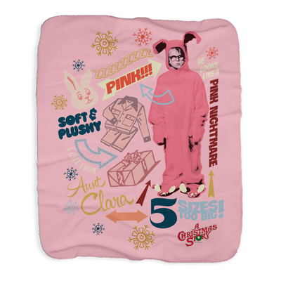 A Christmas Story Pink Nightmare Sherpa Blanket