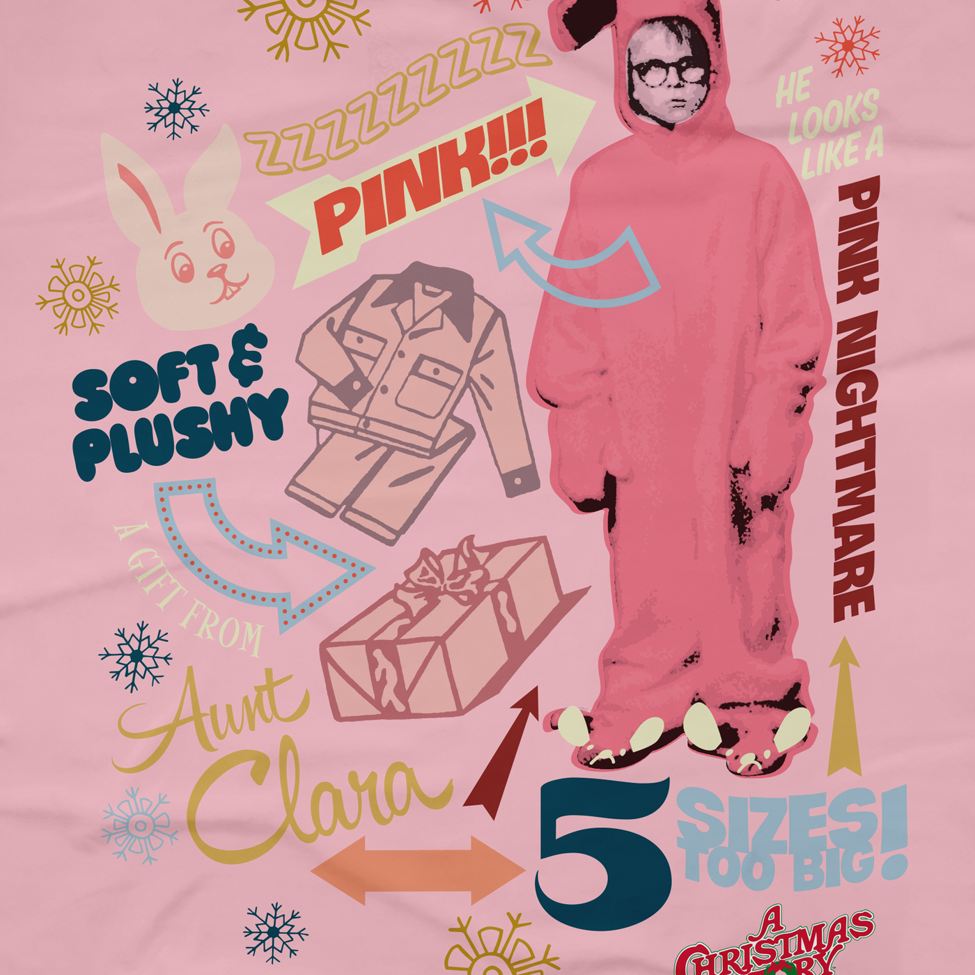 A Christmas Story Pink Nightmare Sherpa Blanket