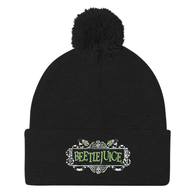 Beetlejuice Logo Pom Pom Knit Beanie