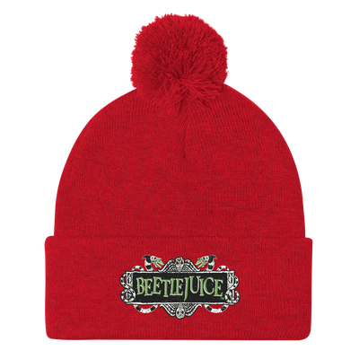 Beetlejuice Logo Pom Pom Knit Beanie