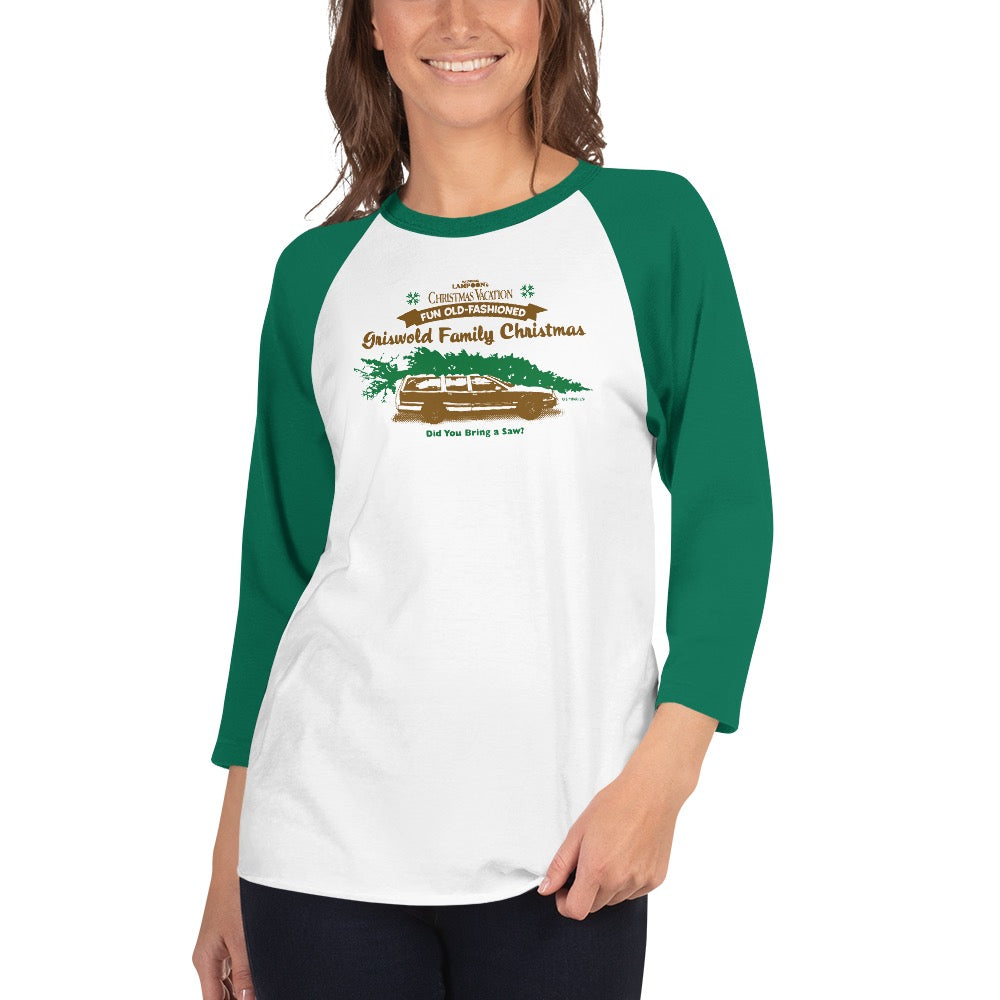 Christmas Vacation Fun Old Fashioned Family Christmas Unisex 3/4 Sleeve Raglan Shirt