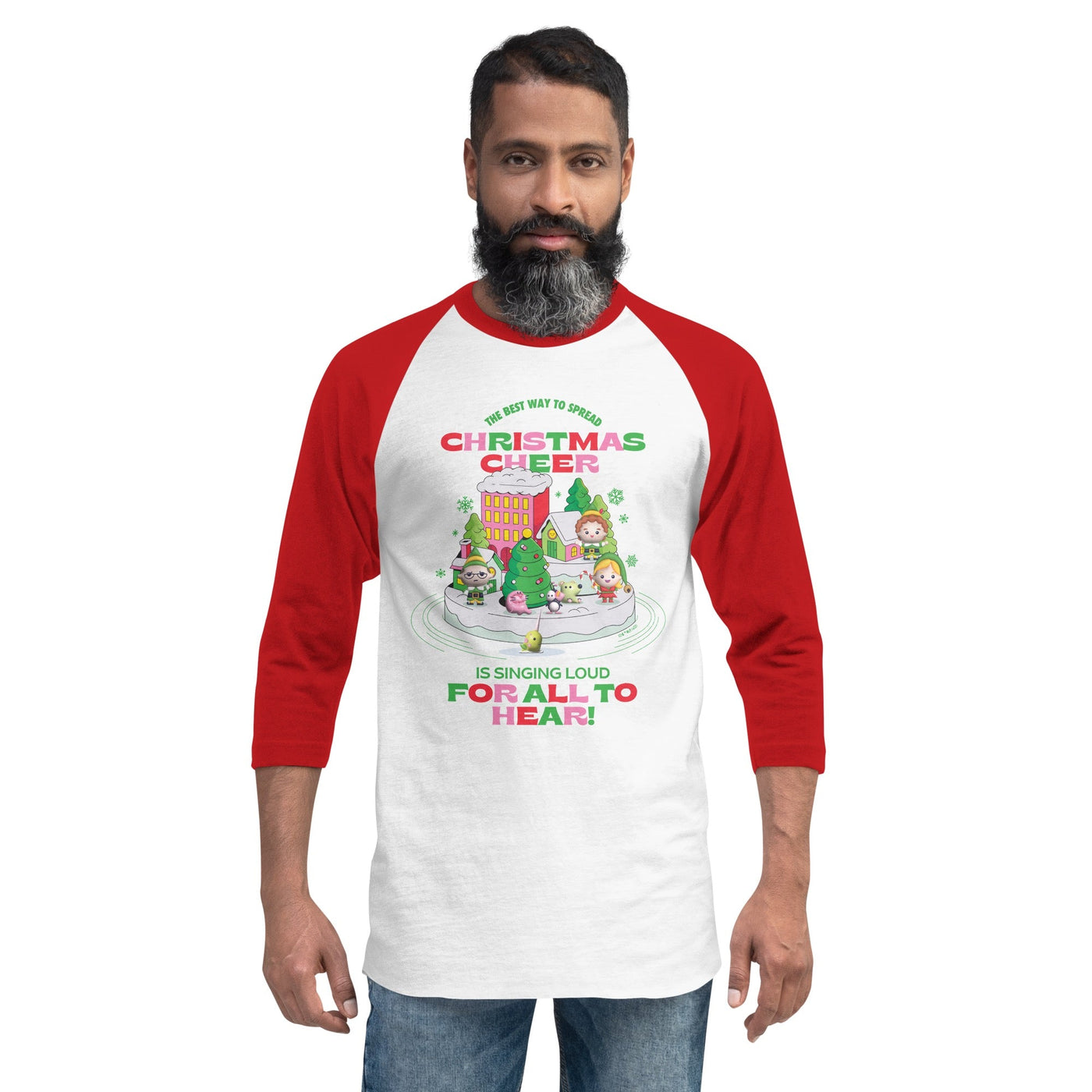 Elf Christmas Cheer Unisex 3/4 Sleeve Raglan Shirt