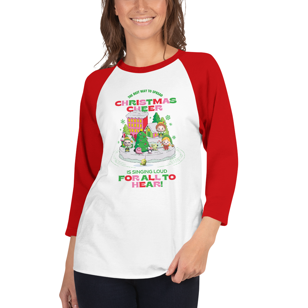 Elf Christmas Cheer Unisex 3/4 Sleeve Raglan Shirt