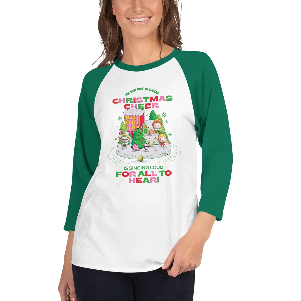 Elf Christmas Cheer Unisex 3/4 Sleeve Raglan Shirt