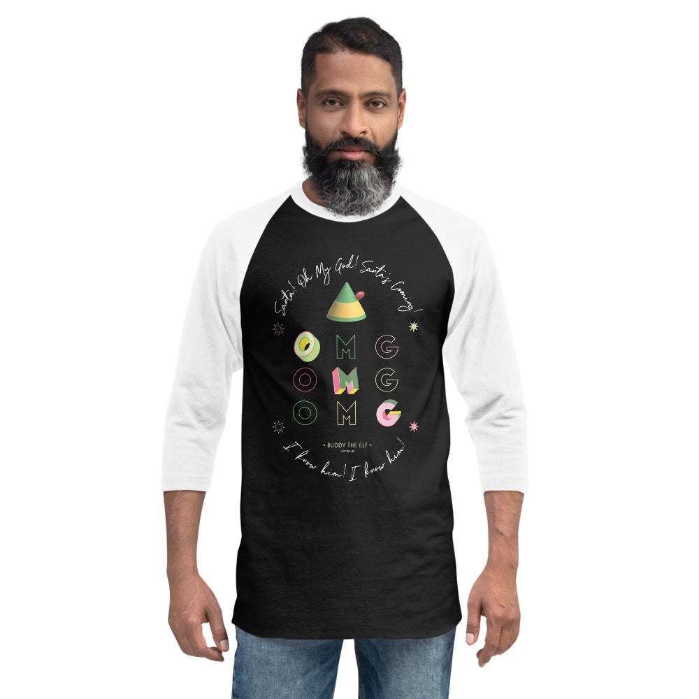 Elf Santa's Coming Unisex 3/4 Sleeve Raglan Shirt