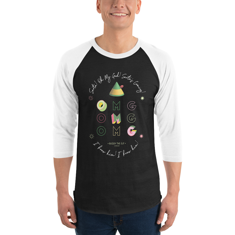 Elf Santa's Coming Unisex 3/4 Sleeve Raglan Shirt