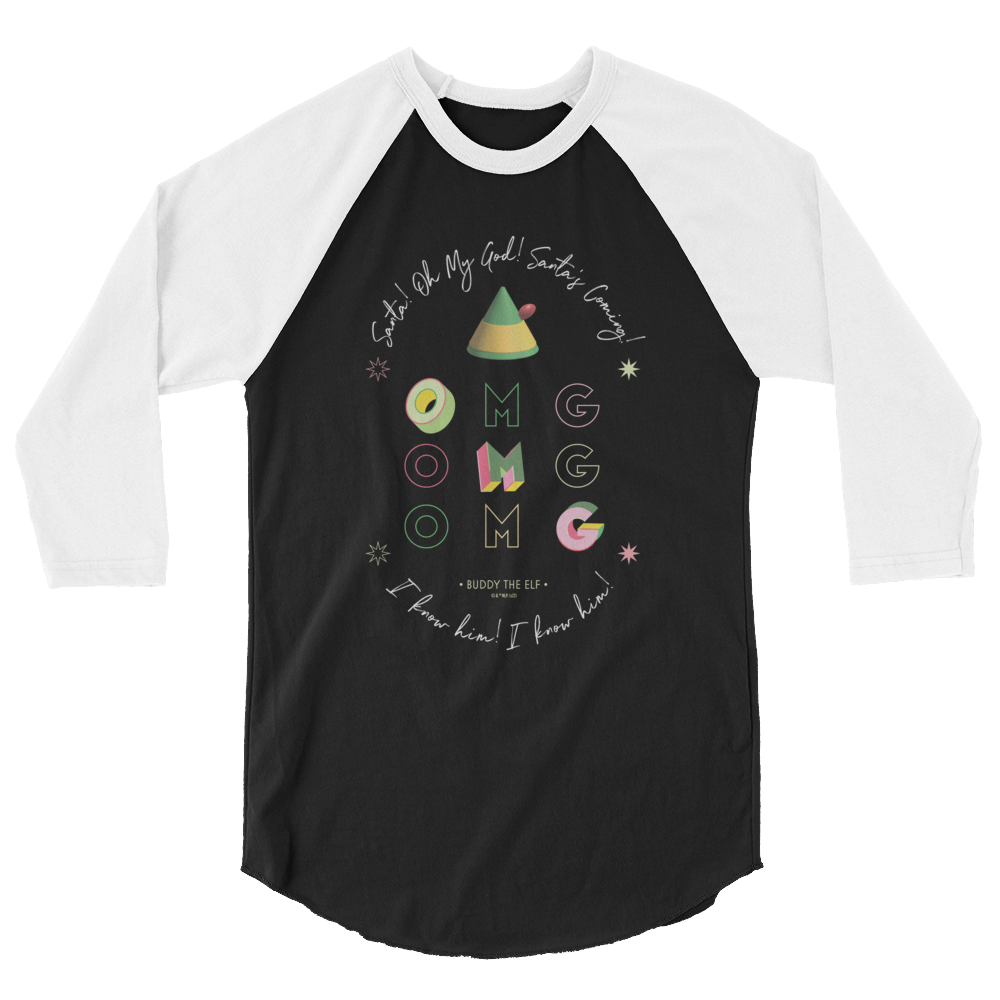 Elf Santa's Coming Unisex 3/4 Sleeve Raglan Shirt