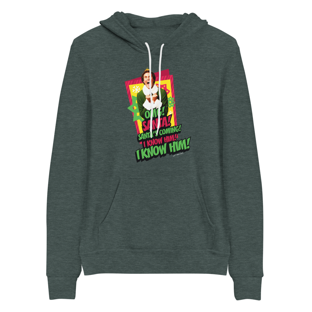 Elf Santa I Know Him Adult Fleece Hooded Sweatshirt