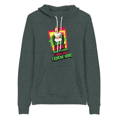 Elf Santa I Know Him Adult Fleece Hooded Sweatshirt