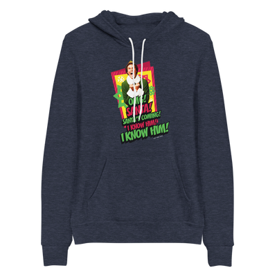 Elf Santa I Know Him Adult Fleece Hooded Sweatshirt