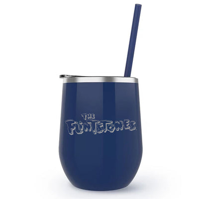 The Flintstones Logo Laser Engraved Wine Tumbler with Straw