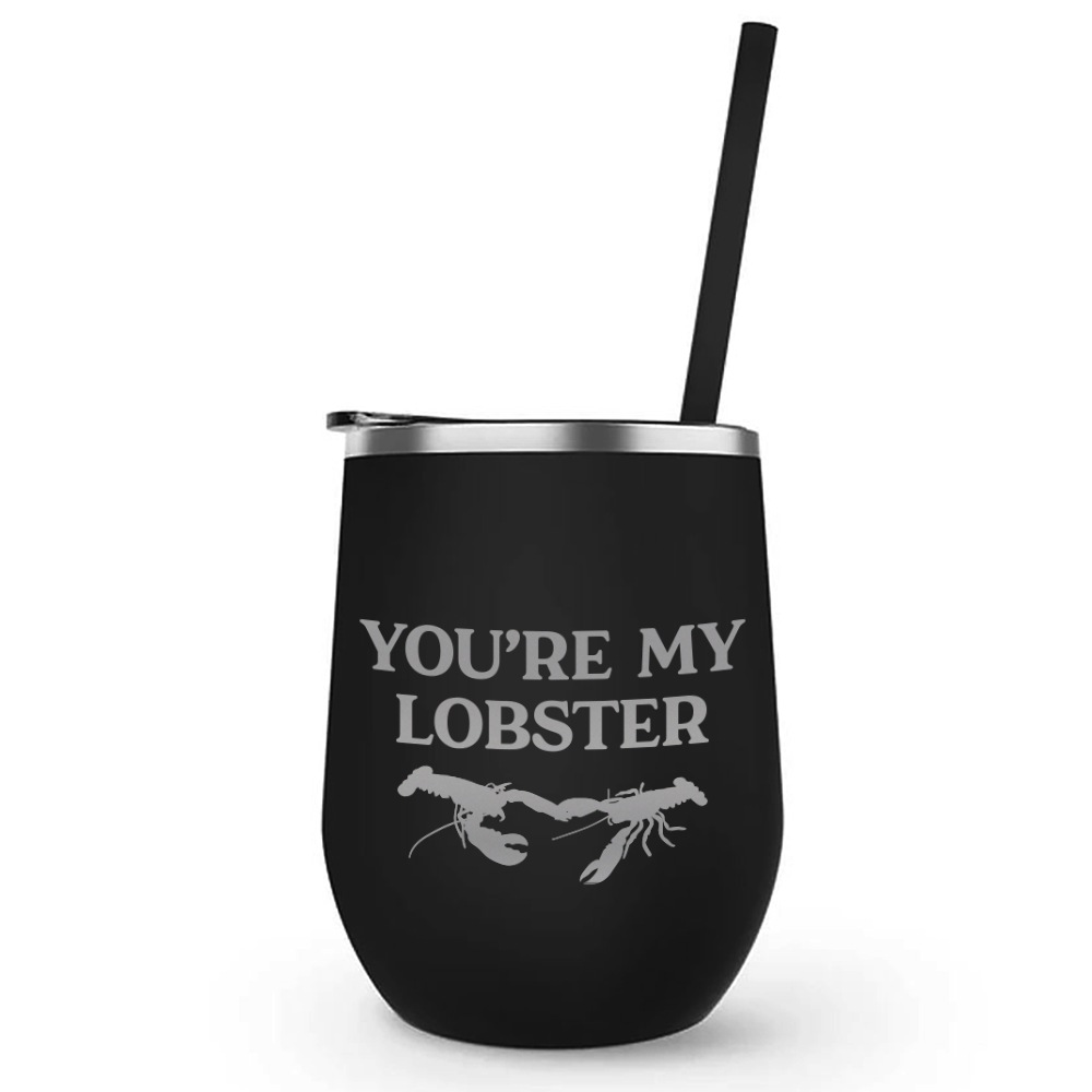 Friends Lobster Couple Laser Engraved Wine Tumbler with Straw