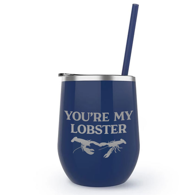 Friends Lobster Couple Laser Engraved Wine Tumbler with Straw