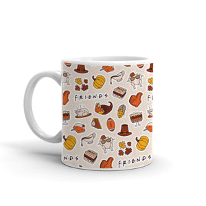 Friends Thanksgiving Pattern White Mug