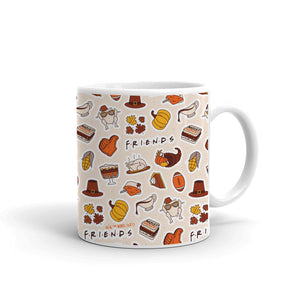 Friends Thanksgiving Pattern White Mug
