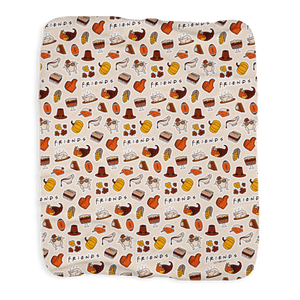 Friends Thanksgiving Pattern Sherpa Blanket