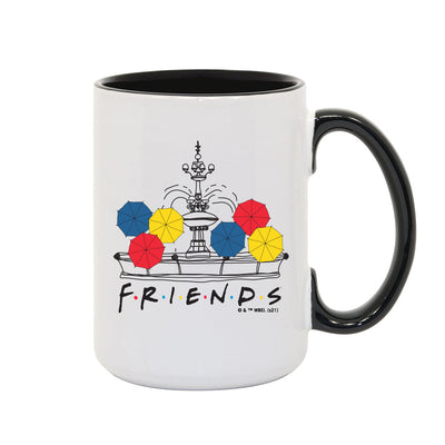 Friends Umbrellas & Fountain Two-Tone Mug