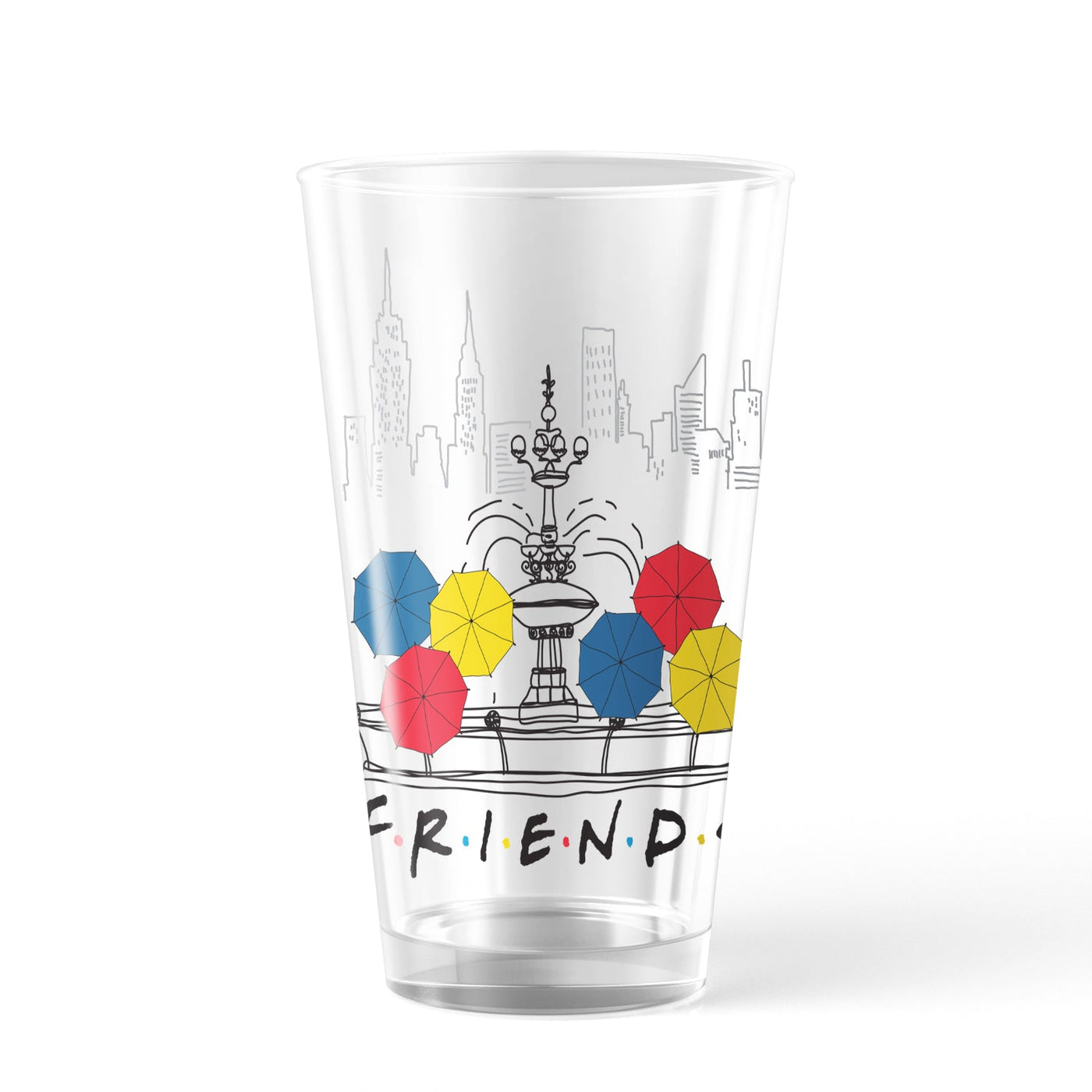 Friends Umbrellas & Fountain 17 oz Pint Glass