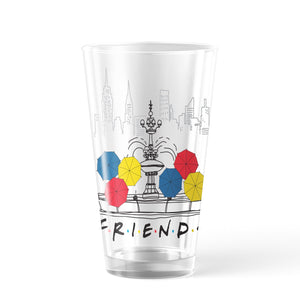 Friends Umbrellas & Fountain 17 oz Pint Glass