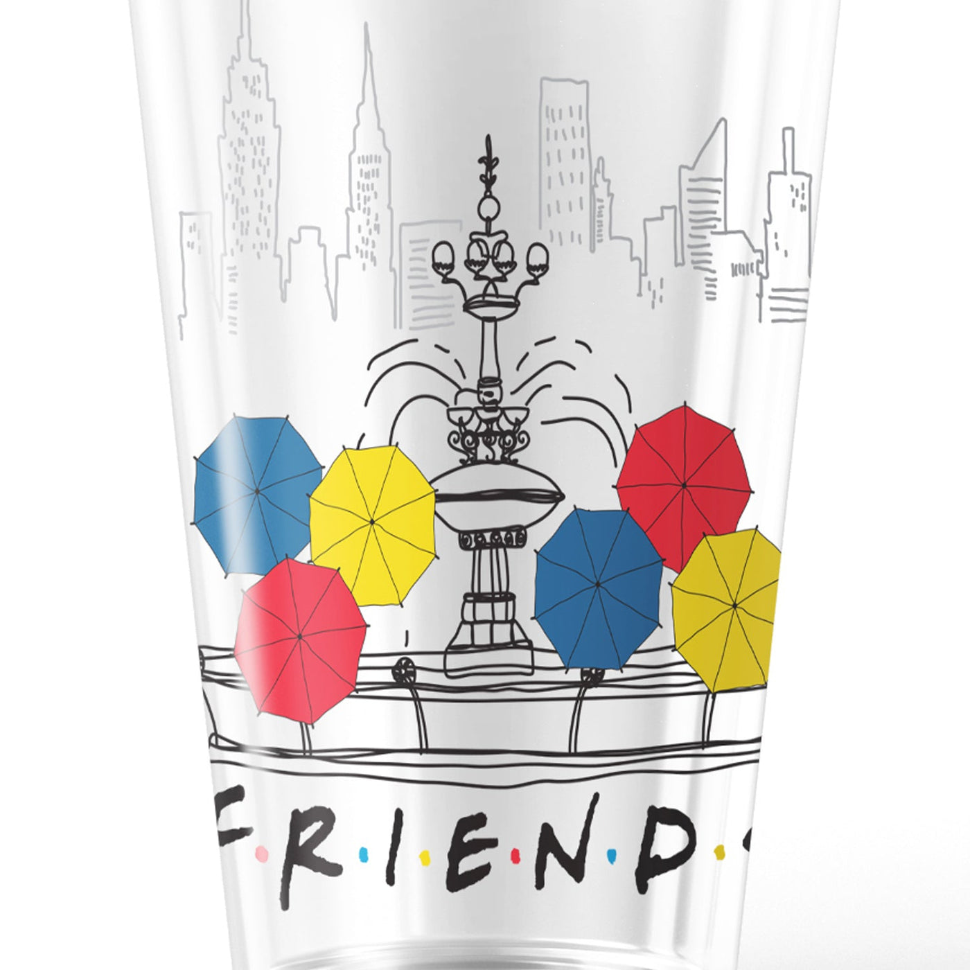 Friends Umbrellas & Fountain 17 oz Pint Glass