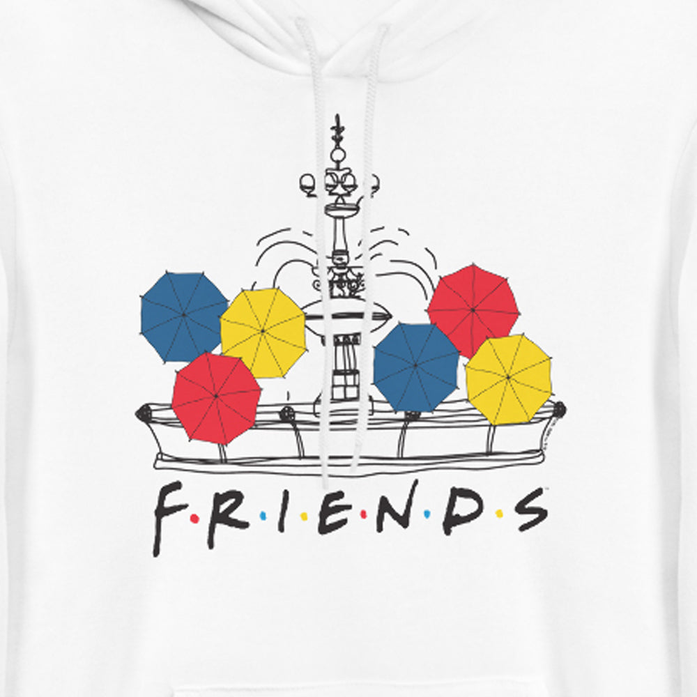 Friends Umbrellas & Fountain Adult Fleece Hooded Sweatshirt