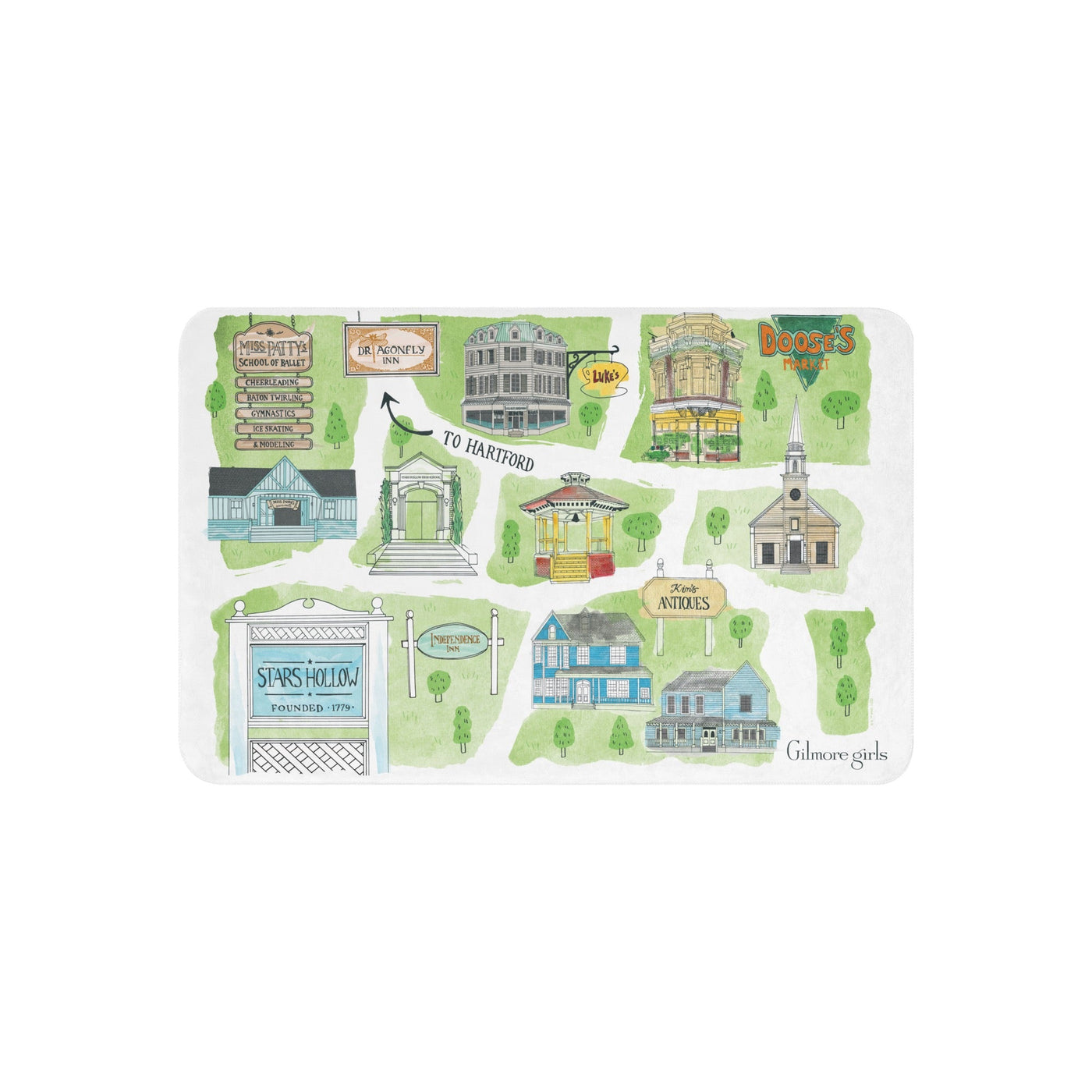 Gilmore Girls Stars Hollow Map Sherpa Blanket