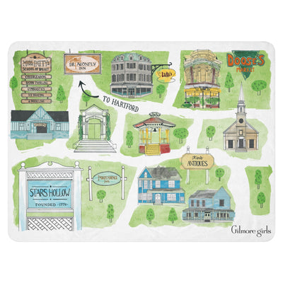 Gilmore Girls Stars Hollow Map Sherpa Blanket