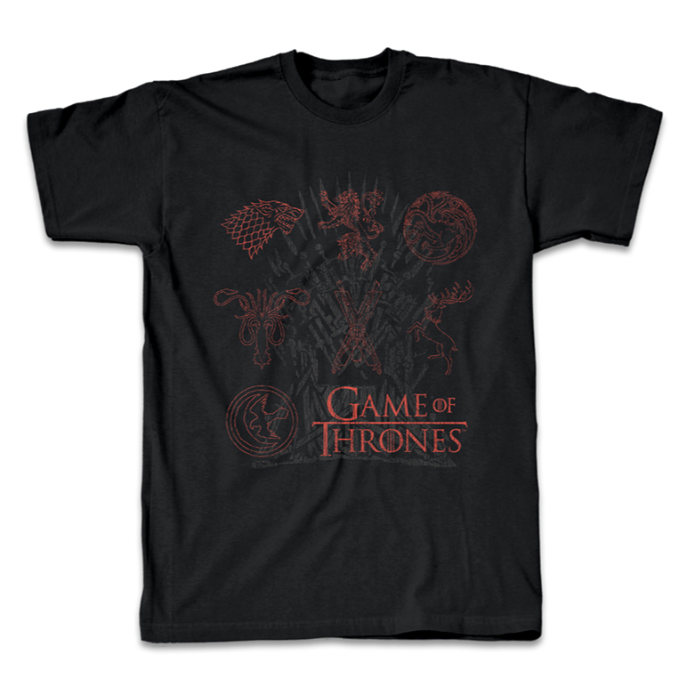 Game of Thrones Sigils Stacked Adult Short Sleeve T-Shirt