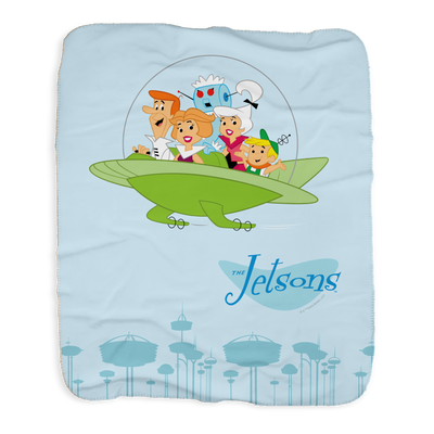 The Jetsons Family Ship Sherpa Blanket