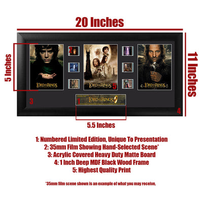 The Lord of the Rings Trilogy FilmCells Framed Wall Art Presentation