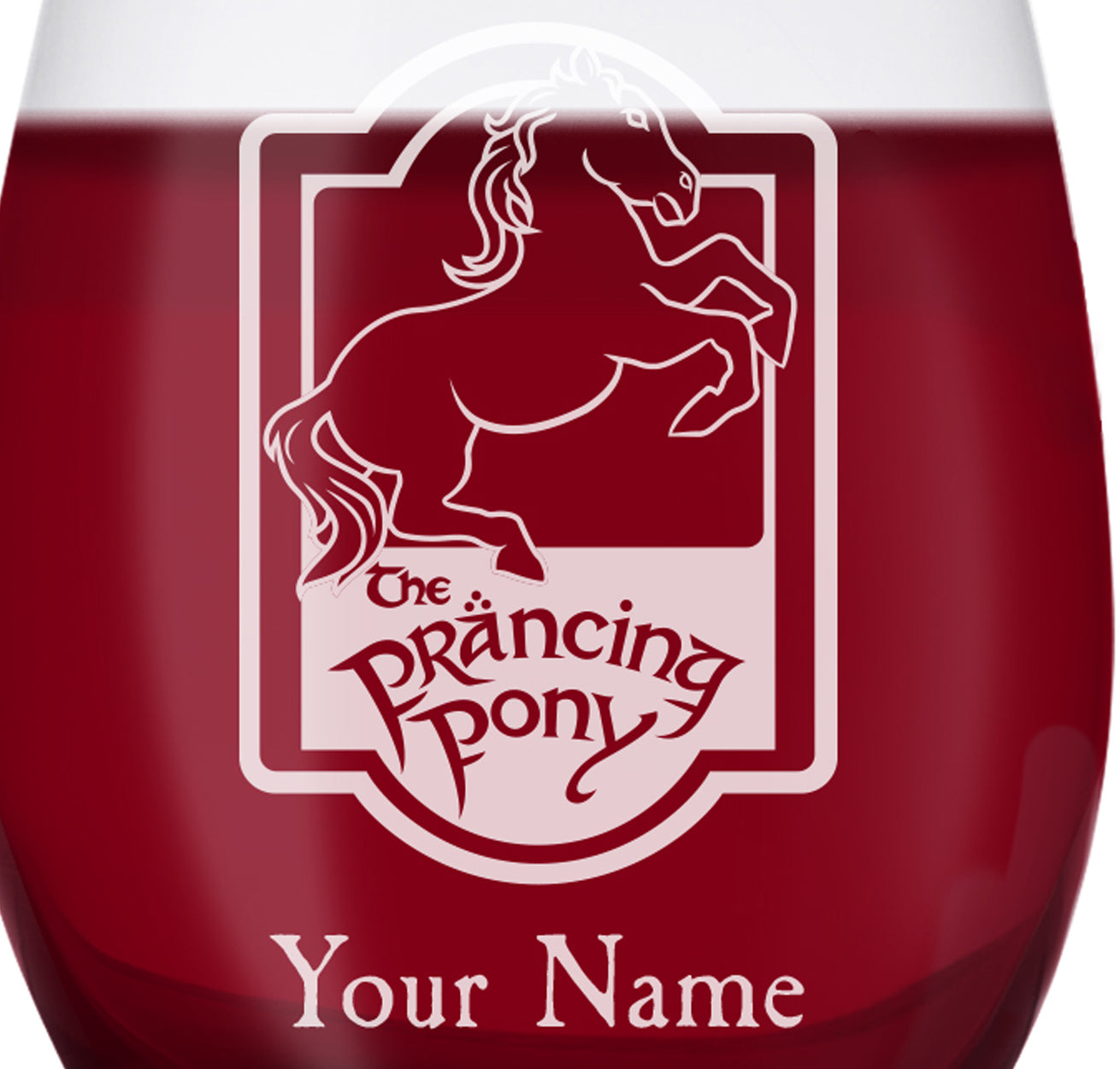 Lord Of The Rings The Prancing Pony Pub Personalized Laser Engraved Stemless Wine Glass