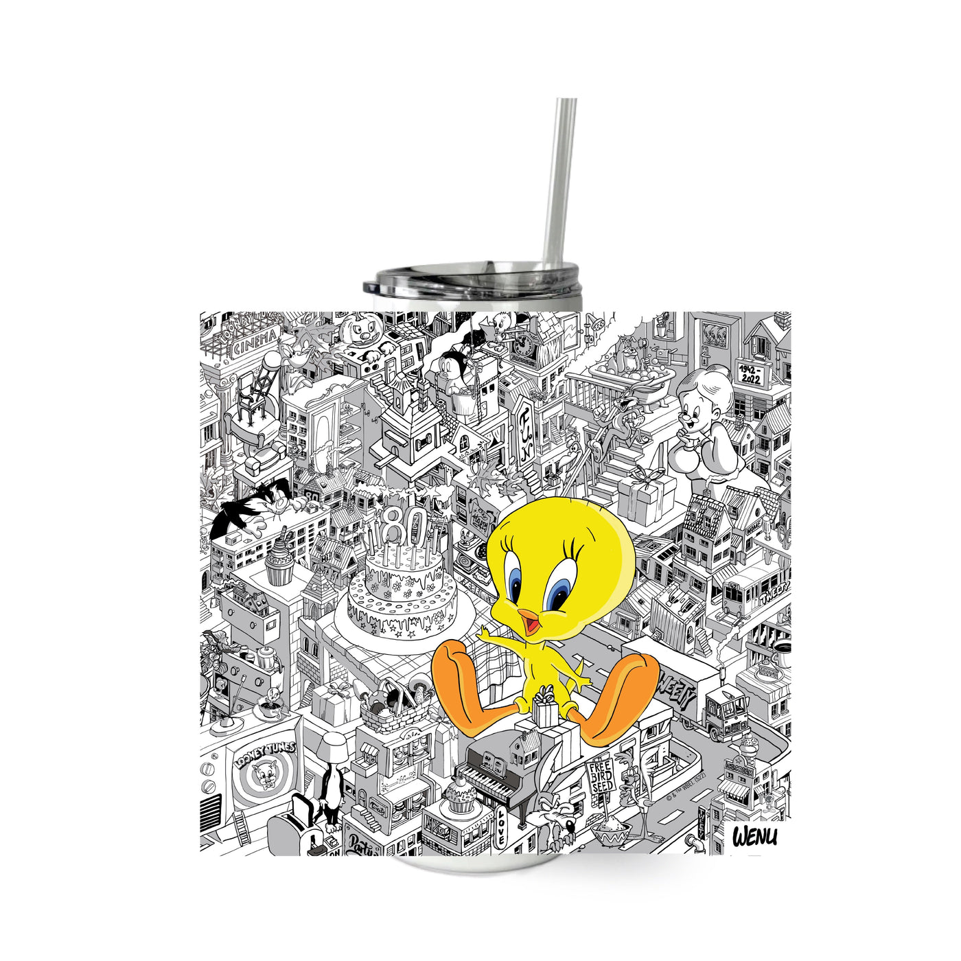 Looney Tunes Black and White Tweety 20 oz Skinny Tumbler
