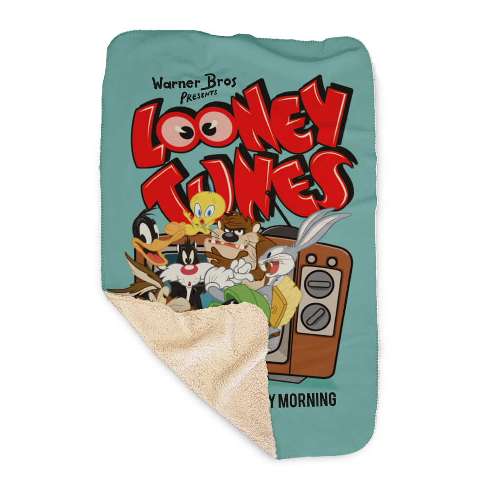 Looney Tunes Super TV Saturday Morning Sherpa Blanket