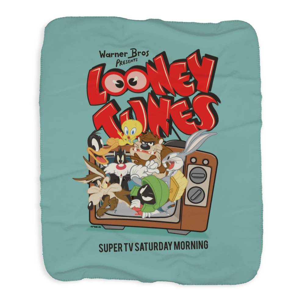 Looney Tunes Super TV Saturday Morning Sherpa Blanket