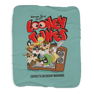 Looney Tunes Super TV Saturday Morning Sherpa Blanket