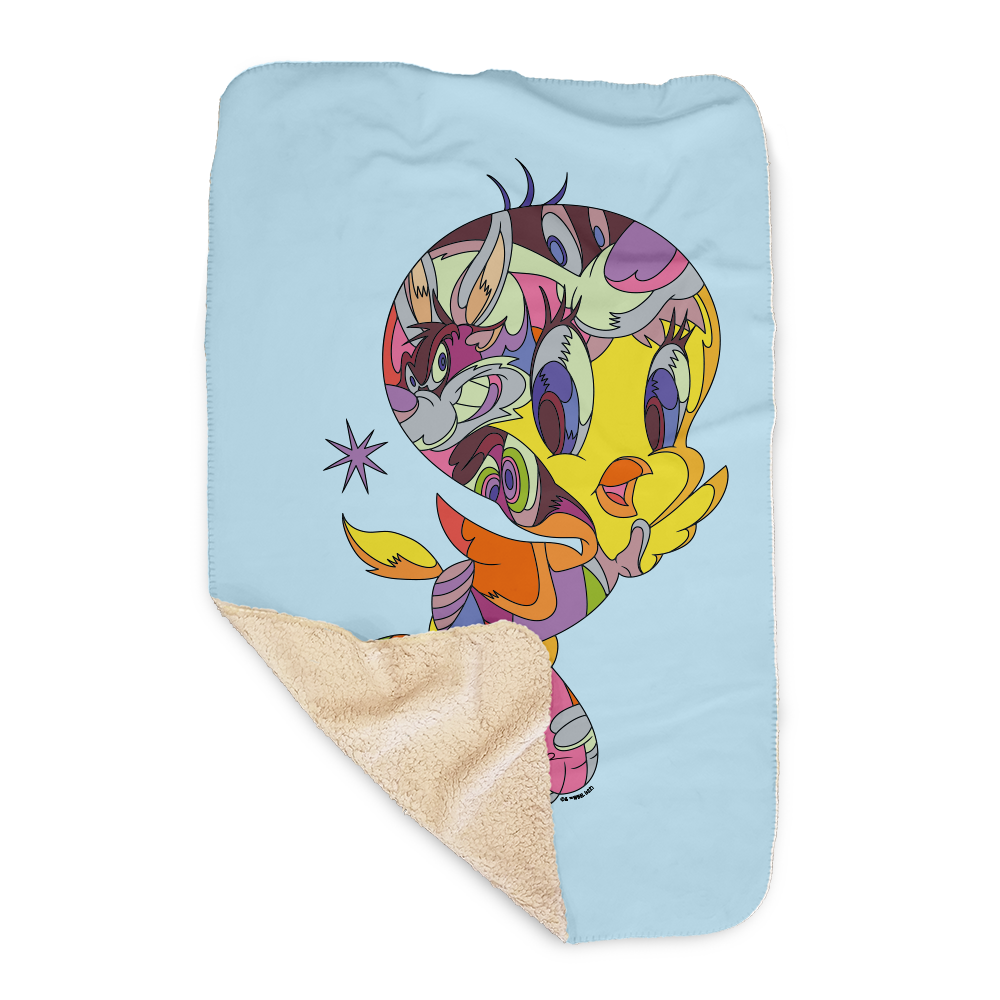 Looney Tunes Tweety Bird Graffiti Sherpa Blanket