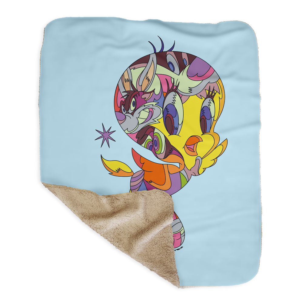 Looney Tunes Tweety Bird Graffiti Sherpa Blanket