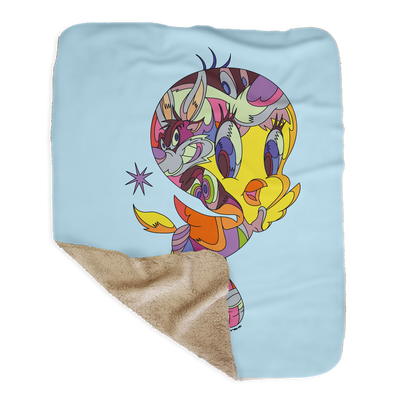 Looney Tunes Tweety Bird Graffiti Sherpa Blanket