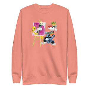 Looney Tunes Tweety Bird Painting Sylvester Crewneck Sweatshirt