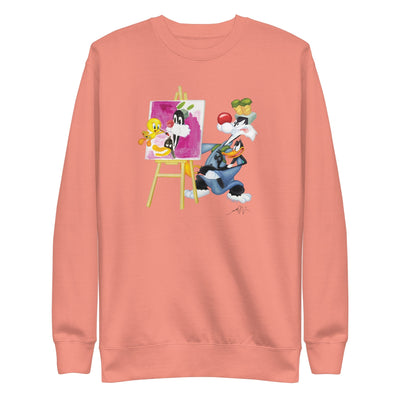 Looney Tunes Tweety Bird Painting Sylvester Crewneck Sweatshirt