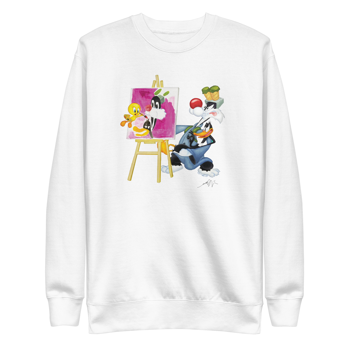 Looney Tunes Tweety Bird Painting Sylvester Crewneck Sweatshirt
